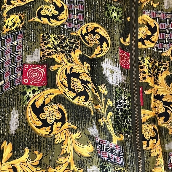 EVR DIV Rousso Jacket Women 2X Green Floral Silk Regal Retro Neutral 80s Granny - Picture 5 of 13